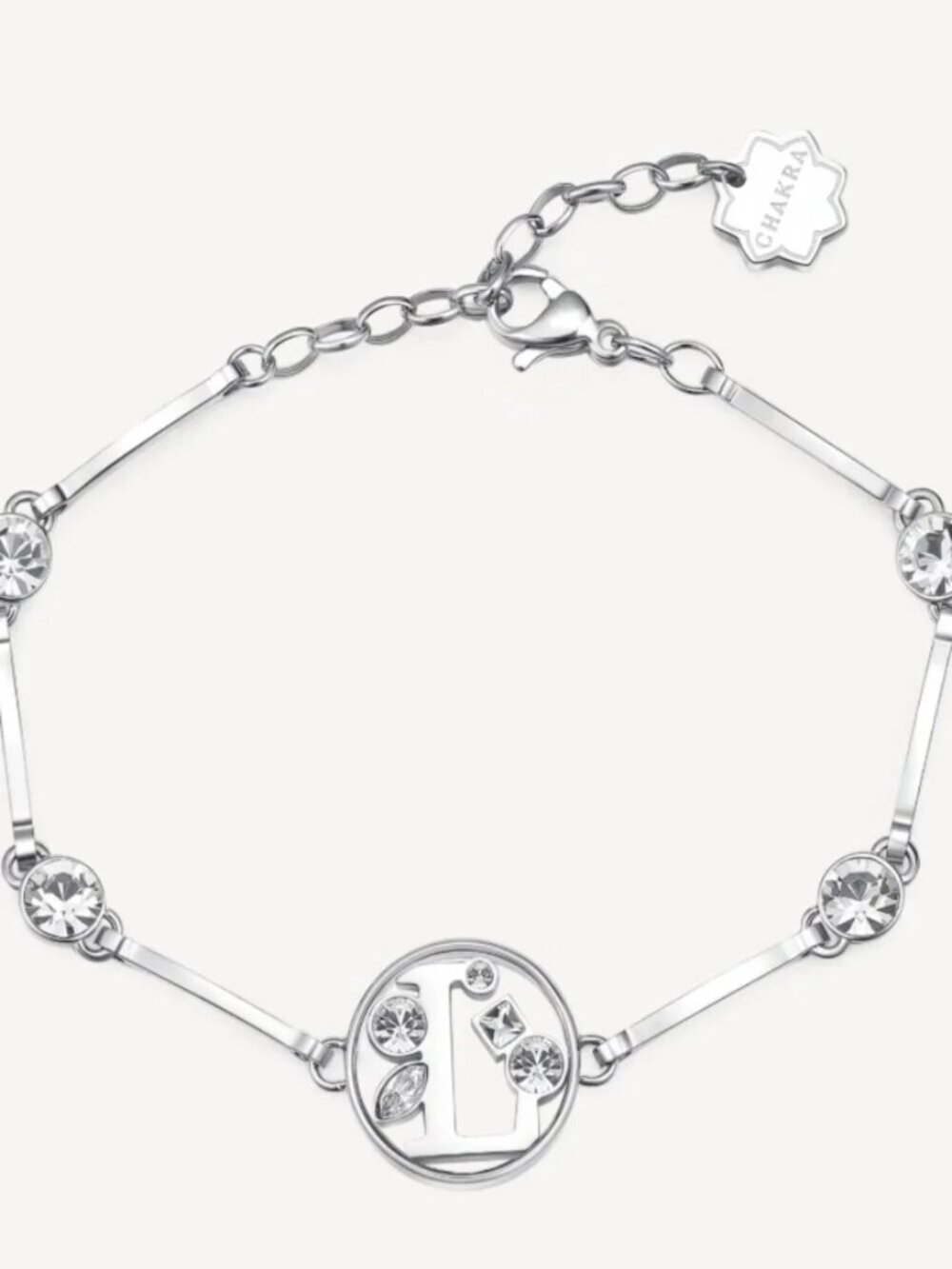 Brosway Italia Silver Letter "L" Bracelet w/Swarovski Crystals NWT